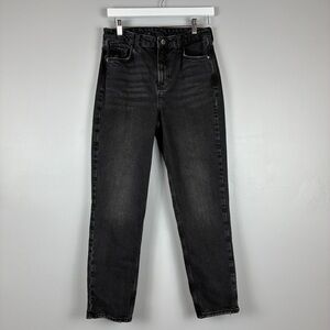 Zara Womens Black Straight‎ Leg Jeans Distressed Denim Blokecore Grunge-lite